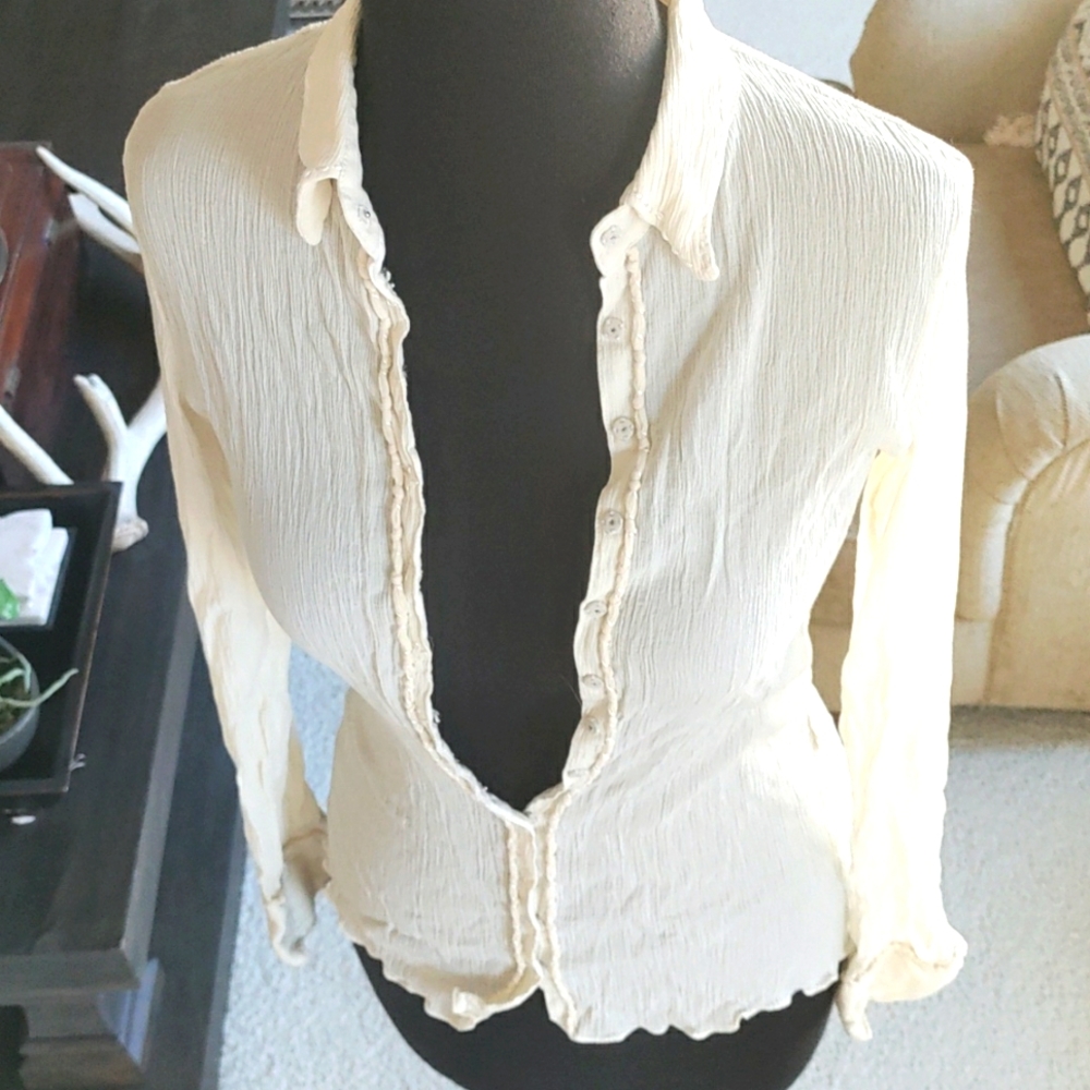 Elie Tahari Silk Button Down Long Sleeve Blouse Shirt S/P